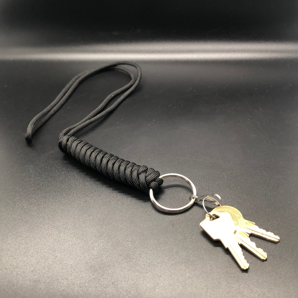 Id Lanyard Black Paracord Key Chain Badge Necklace 18"